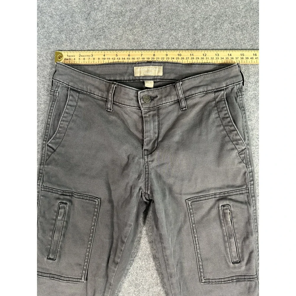 Banana Republic Skinny Fit Cargo Pants 2 Grey Ankle Zip Utility‎